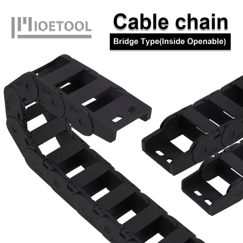 LMioEtool R45 20mm x 40mm(Inner H x Inner W) Black Plastic Cable Wire Carrier Drag Chain 1M Length for CNC, with End Connectors - Bridge Type (Inner Side openable) - Image 4